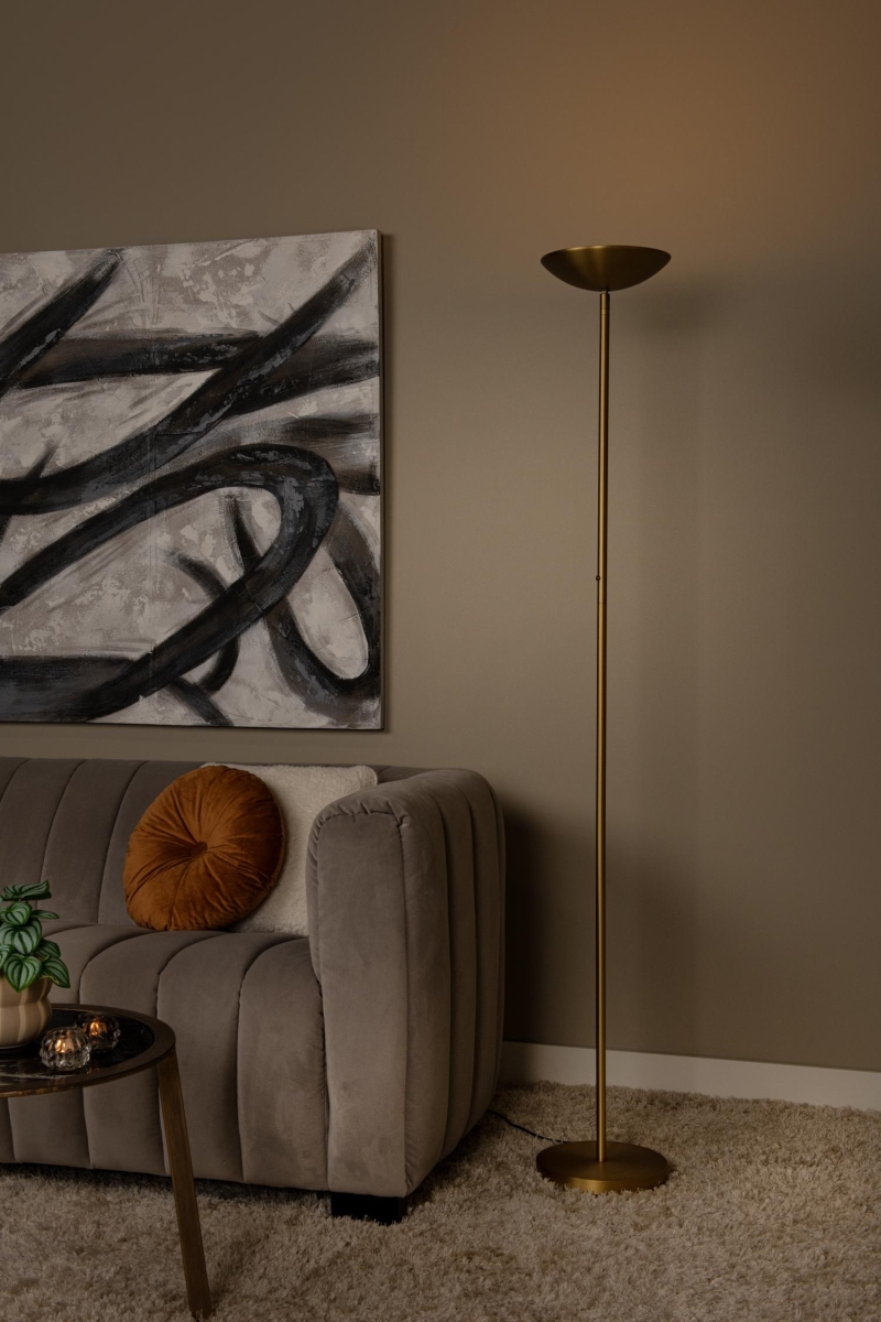 Lucide ZENITH - Stojacia lampa - LED Dim. - 1x20W 3000K - Matt Gold / Mosadz